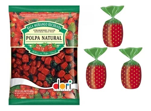 DORI BALA MORANGO RECHEADA PCT 600G